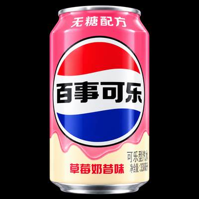 Pepsi Zero Strawberry Milkshake China on black background