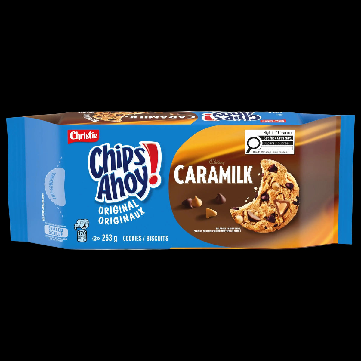 Chips Ahoy! Crunchy Caramilk cookies 253g bag from Canada
