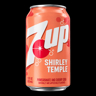 7UP Shirley Temple can on black background