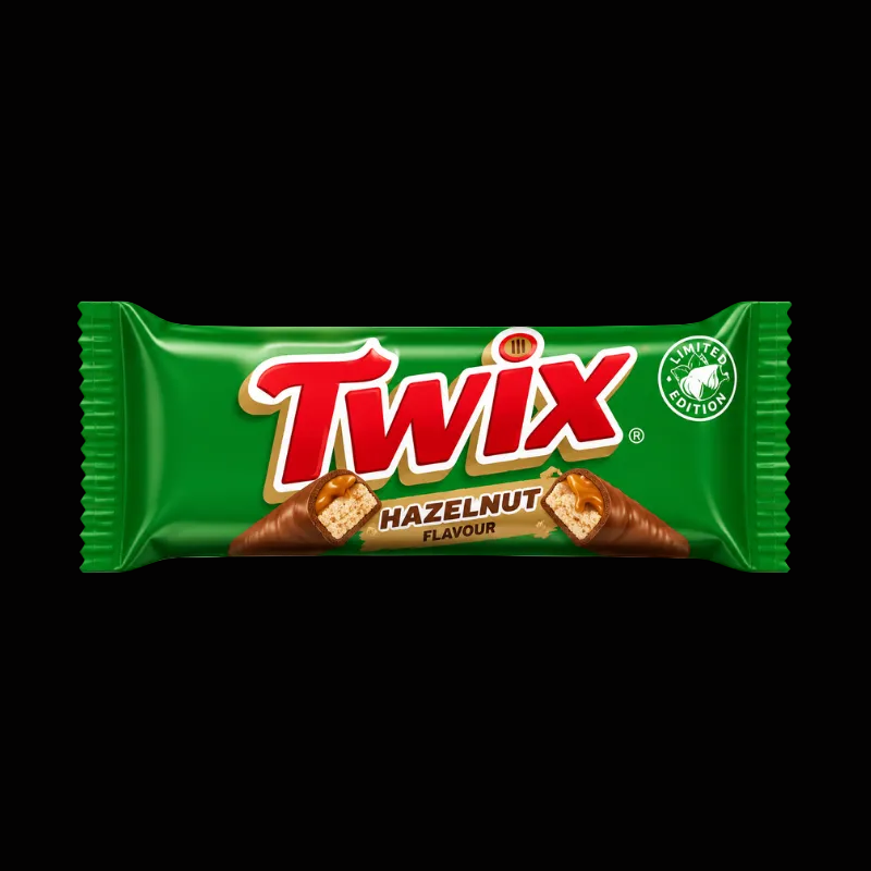 Twix Hazelnut Milk Chocolate bar, imported from the UK