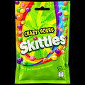 Skittles Crazy Sours UK green bag black background